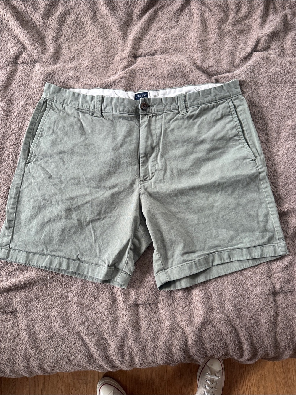J. Crew Men's Sage Green Flat-Front Chino Shorts